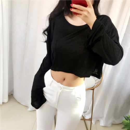 Load image into Gallery viewer, Spring Sexy Elastic Korean Style Skinny Slim Fit Long Sleeve Tops #2225
