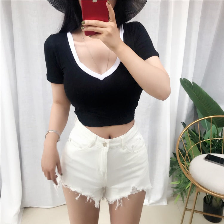 Summer Sexy Korean Style Slim Fit Short Sleeve Tees