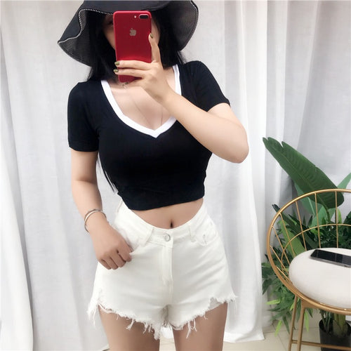 Load image into Gallery viewer, Summer Sexy Korean Style Slim Fit Short Sleeve Tees
