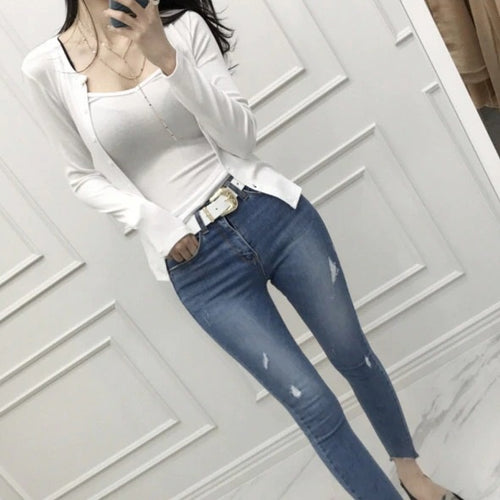 Load image into Gallery viewer, two pieces set vest cardigan + Solid cotton Sexy slim Sleeveless
