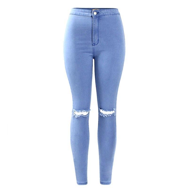 High Waist Stretch Ripped Knees Distressed Skinny Pants-women-wanahavit-blue or as picture-S-wanahavit