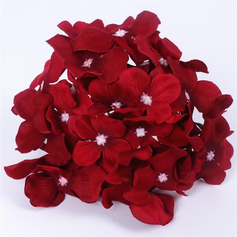 25pcs Hydrangea Silk Flower-home accent-wanahavit-deep red-wanahavit