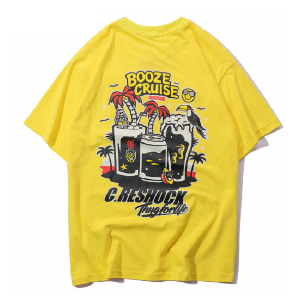 Drunkard Cruise Printed Hip Hop Streetwear Loose Tees-unisex-wanahavit-Yellow-Asian M-wanahavit