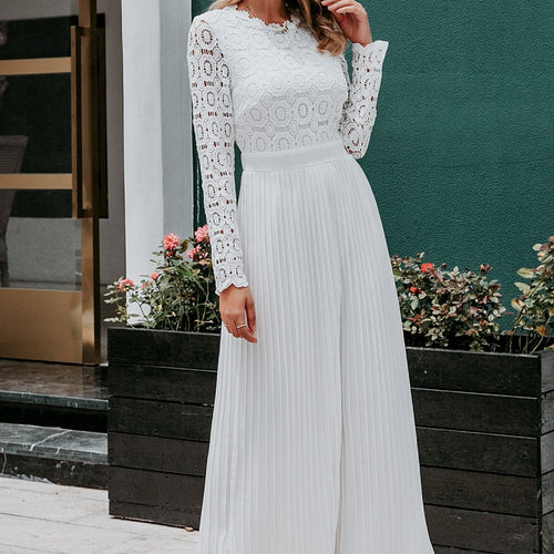 Load image into Gallery viewer, Elegant Lace Embroidery Pleated O-neck Long Plus Size Autumn Winter Lady Sexy Party Dress
