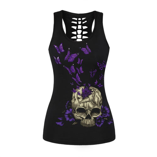 Load image into Gallery viewer, 3D Printed Punk Skull Hollow Out Sleeveless Shirt-women-wanahavit-2-L-wanahavit
