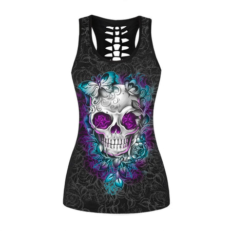 3D Printed Punk Skull Hollow Out Sleeveless Shirt-women-wanahavit-11-L-wanahavit