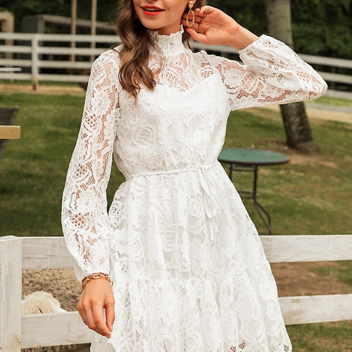 Load image into Gallery viewer, Solid White Lace Sexy V-neck Floral Summer Cotton White Midi Dress
