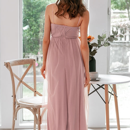 Load image into Gallery viewer, Sexy V-neck Spaghetti Strap Elegant Solid Mesh Long Party Summer Style Maxi Dress
