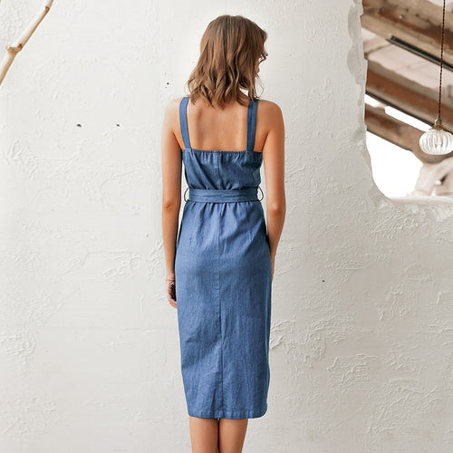 Load image into Gallery viewer, Sexy Long Denim Vintage Autumn Slim Ladies Office Dress
