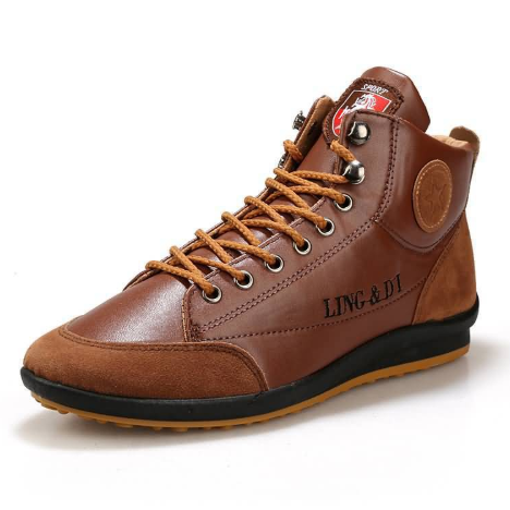 Patchwork Leather Lace Up Ankle Boots-men-wanahavit-brown-6.5-wanahavit