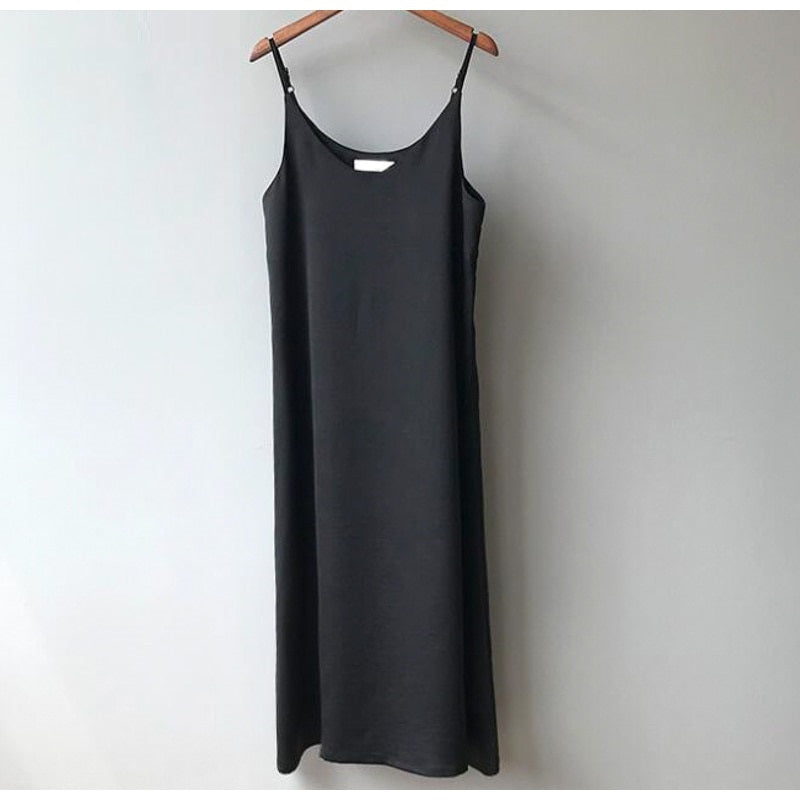 Sexy V-neck Spaghetti Strap Elegant Solid Long Summer Holiday Style Dress