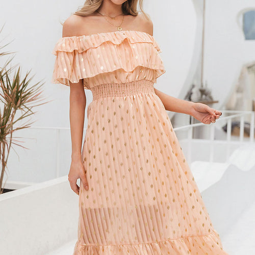 Load image into Gallery viewer, Sexy Off Shoulder Long Maxi Elegant Vintage Dot White Party Spring Summer Holiday Style Dress
