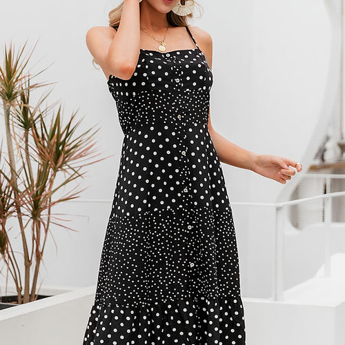 Load image into Gallery viewer, Polka Dot Casual Sleeveless Buttons Female Overalls Summer Maxi Dress
