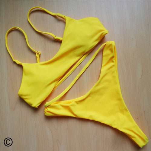 Load image into Gallery viewer, Sexy High Cut Leg Outline Bikini-women fitness-wanahavit-Yellow-L-wanahavit
