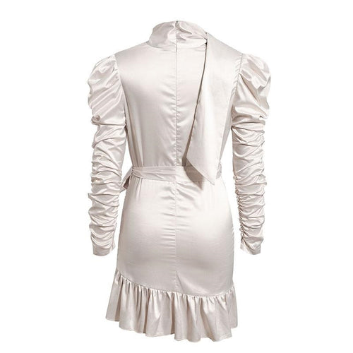 Load image into Gallery viewer, Elegant Pleated Satin Dress Ruched Ruffle Sashes Luxury Solid Club Celebrity Dress
