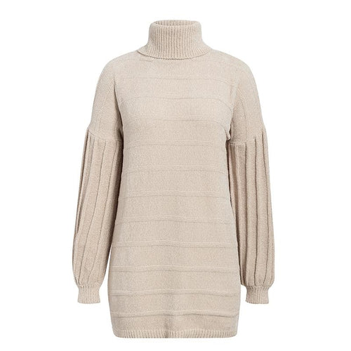 Load image into Gallery viewer, Turtleneck Knitted Sweater Winter Casual Lantern Sleeve Elegant Soft Party Dress
