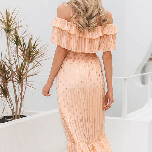 Load image into Gallery viewer, Sexy Off Shoulder Long Maxi Elegant Vintage Dot White Party Spring Summer Holiday Style Dress
