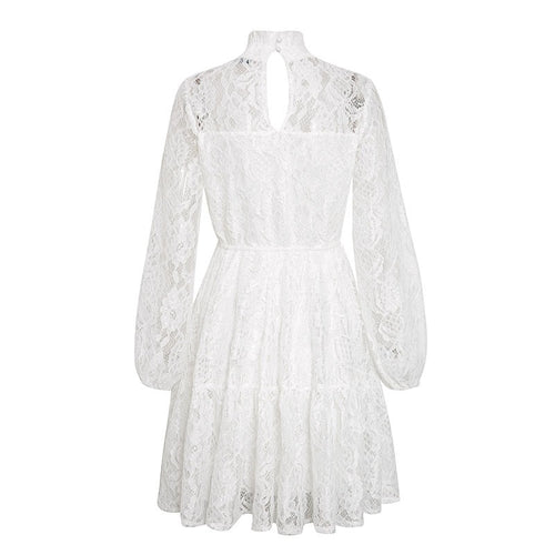 Load image into Gallery viewer, Solid White Lace Sexy V-neck Floral Summer Cotton White Midi Dress
