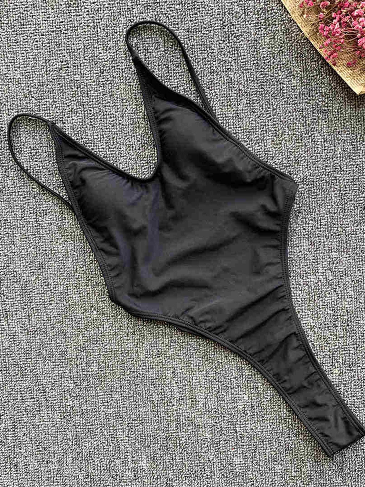 Sexy Backless Thong One Piece Swimsuit Female Bather Women Swimwear High Cut Bathing Suit Swim Beach Lady Monokini V1574