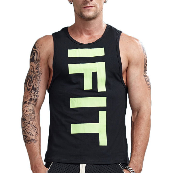 IFIT Print Vivid Workout Sleeveless Shirt-men fashion & fitness-wanahavit-Black-M-wanahavit