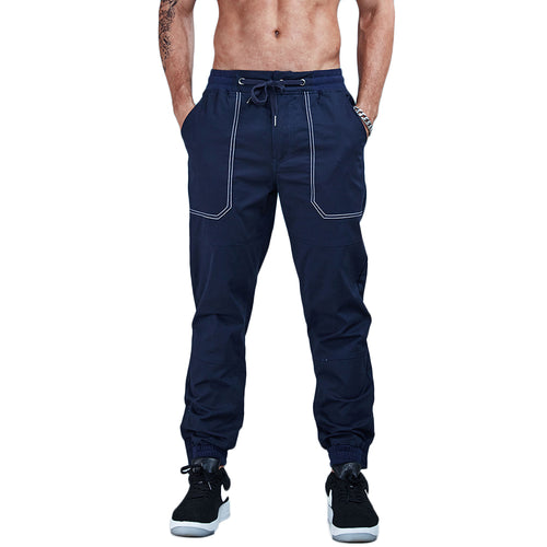 Load image into Gallery viewer, Designer Pocket Cotton Jogger Pants-men fashion &amp; fitness-wanahavit-DarkBlue-28-wanahavit
