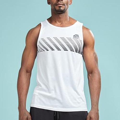 Grid Printed Solid Color Sleeveless Shirt-men fitness-wanahavit-White-M-wanahavit