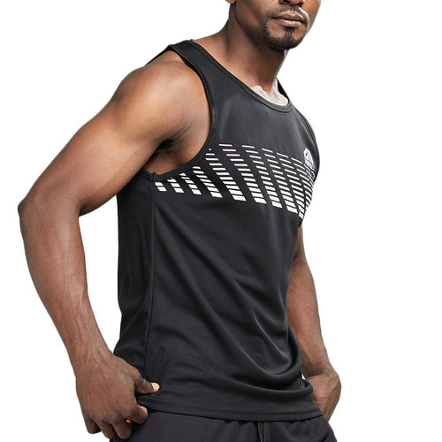 Load image into Gallery viewer, Grid Printed Solid Color Sleeveless Shirt-men fitness-wanahavit-Black-M-wanahavit
