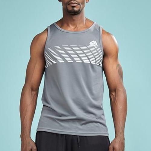 Load image into Gallery viewer, Grid Printed Solid Color Sleeveless Shirt-men fitness-wanahavit-Gray-M-wanahavit
