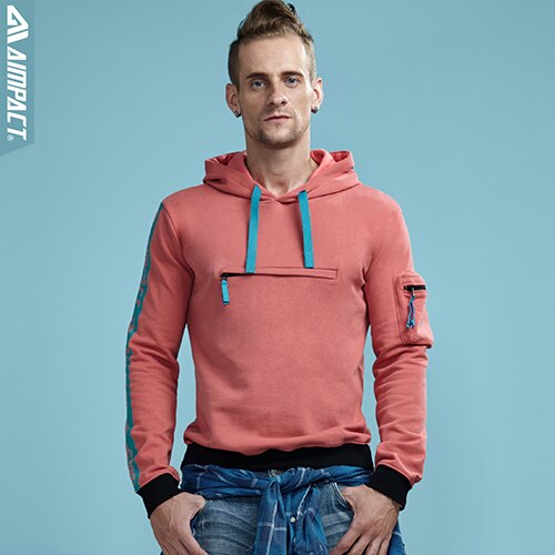 Two Color Contrast Cotton Hooded Sweatshirt with Pocket-men fashion & fitness-wanahavit-Red-M-wanahavit