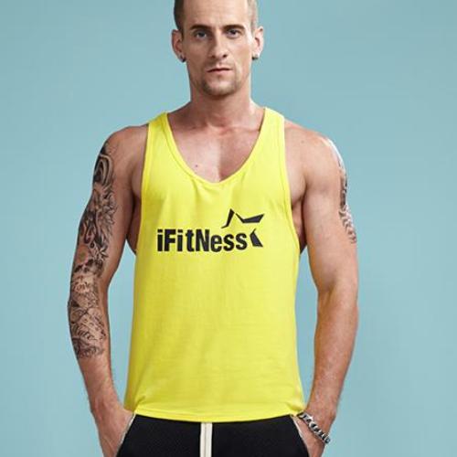 Load image into Gallery viewer, iFitness Printed Sleeveless Shirt-men fitness-wanahavit-Yellow-M-wanahavit
