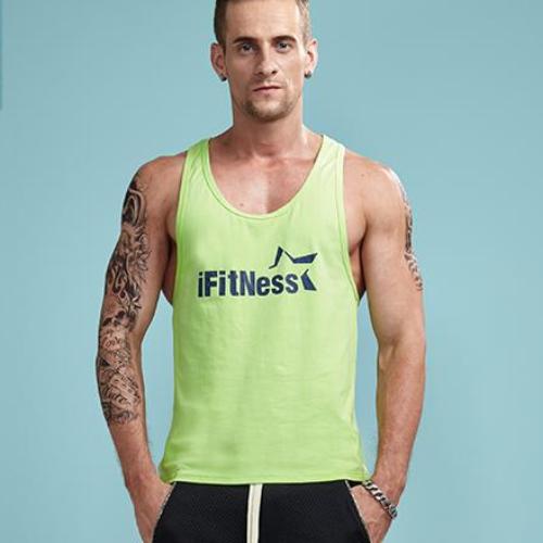 iFitness Printed Sleeveless Shirt-men fitness-wanahavit-Green-M-wanahavit