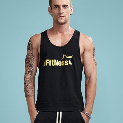 iFitness Printed Sleeveless Shirt-men fitness-wanahavit-Black-M-wanahavit