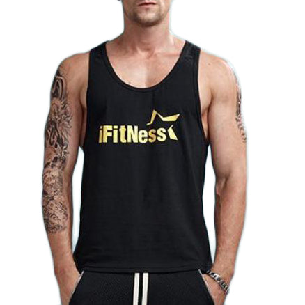 Load image into Gallery viewer, iFitness Printed Sleeveless Shirt-men fitness-wanahavit-Black-M-wanahavit
