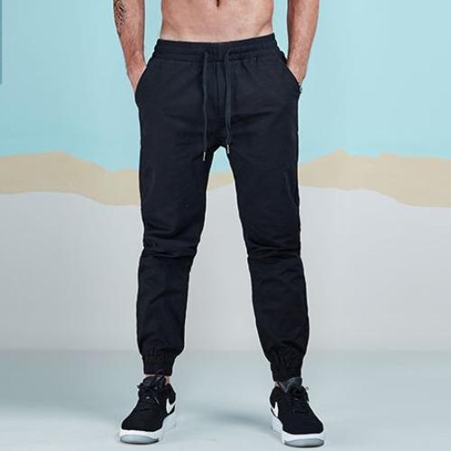 Solid Color Cotton Twill Tapered Jogger Pants-men fashion & fitness-wanahavit-Black-28-wanahavit