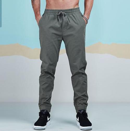 Solid Color Cotton Twill Tapered Jogger Pants-men fashion & fitness-wanahavit-ArmyGreen-28-wanahavit