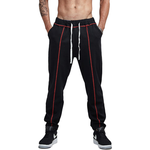 Load image into Gallery viewer, Front Lined Contrast Jogger Pants-men fashion &amp; fitness-wanahavit-Black-S-wanahavit
