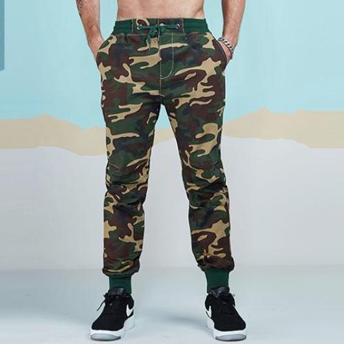 Solid Color Cotton Twill Drawstring Jogger Pants-wanahavit-Camouflage-30-wanahavit