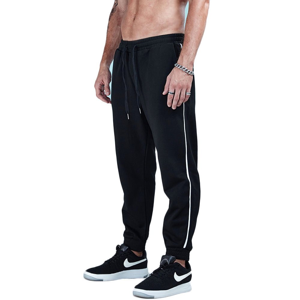 Casual Striped Cotton Jogger Pants-men fashion & fitness-wanahavit-Black-S-wanahavit
