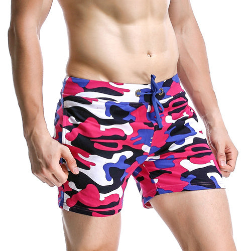 Camouflage Cotton Jogger Shorts with Side Pockets-men fitness-wanahavit-Red-M-wanahavit