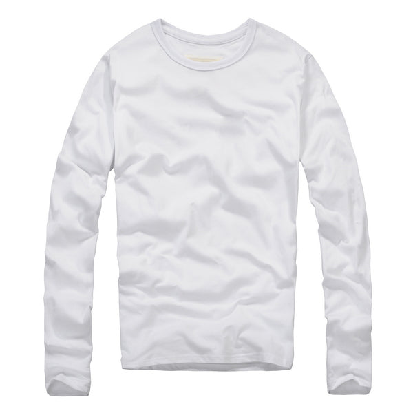 Casual Cotton O-Neck Long Sleeve Shirt-men-wanahavit-White-S-wanahavit
