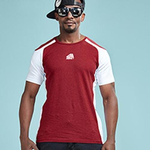 Sleeve Contrast Fitness Shirt-men fitness-wanahavit-Red-S-wanahavit