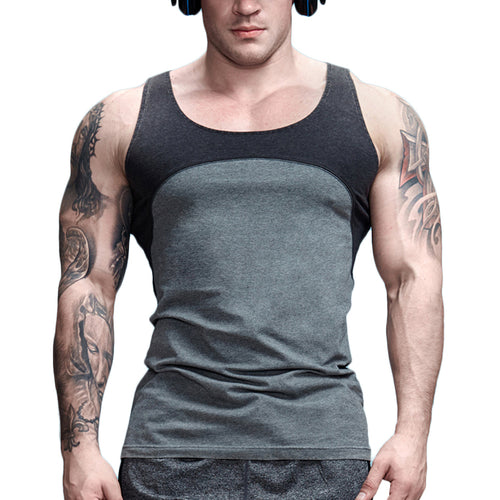 Load image into Gallery viewer, Two Color Contrast Patchwork Tank Tops Shirt-men fashion &amp; fitness-wanahavit-Gray-L-wanahavit
