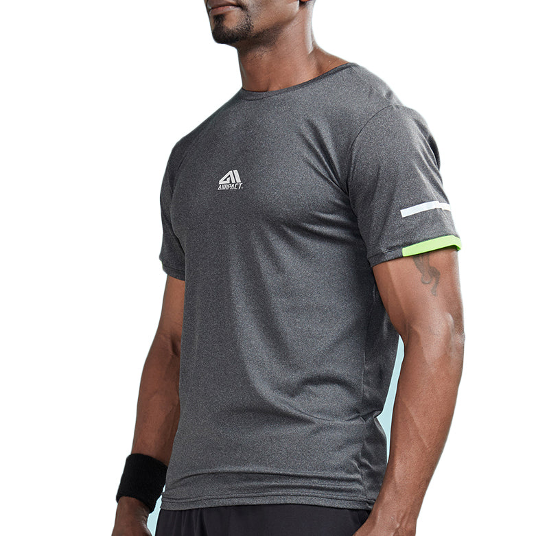 Sleeve Stripe Color Accent Compression Shirt-men fitness-wanahavit-Gray-S-wanahavit