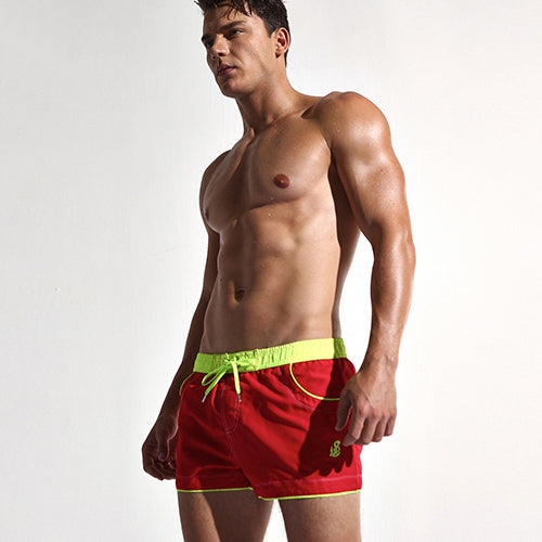 Load image into Gallery viewer, Quick Dry Color Accent Beach Board Shorts-men fitness-wanahavit-Red-M-wanahavit
