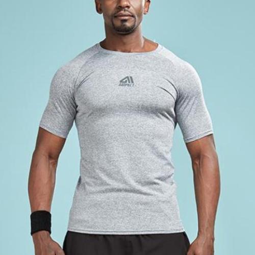 Solid Color Quick Dry Compression Shirt-men fitness-wanahavit-Gray-S-wanahavit