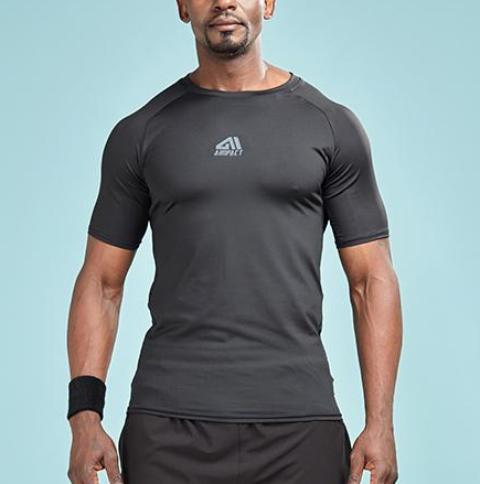 Solid Color Quick Dry Compression Shirt-men fitness-wanahavit-Black-S-wanahavit