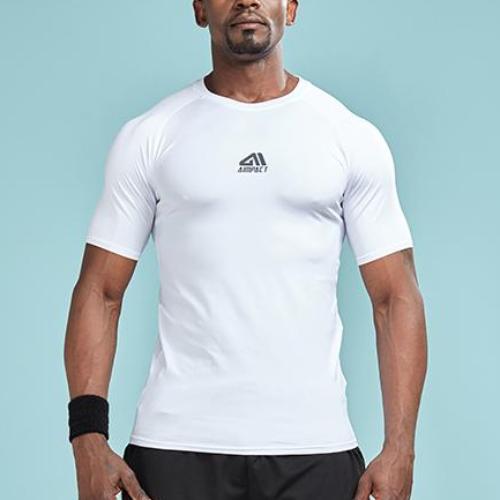 Solid Color Quick Dry Compression Shirt-men fitness-wanahavit-White-S-wanahavit