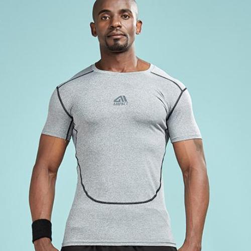 Load image into Gallery viewer, Quick Dry Solid Color Outlined Compression Shirt-men fitness-wanahavit-Gray-S-wanahavit
