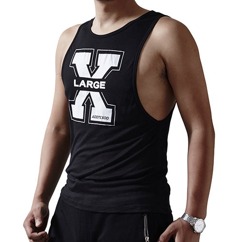 X-Large Print Vivid Low Cut Armholes Sleeveless-men fashion & fitness-wanahavit-Black-M-wanahavit