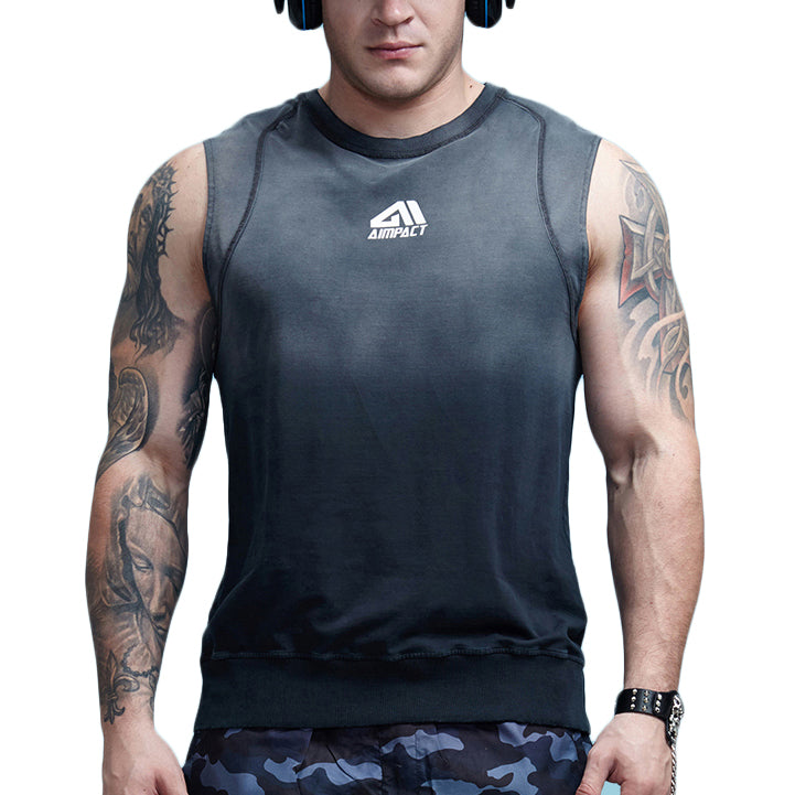 Gradient Colored Workout Sleeveless Shirt-men fashion & fitness-wanahavit-Black-M-wanahavit